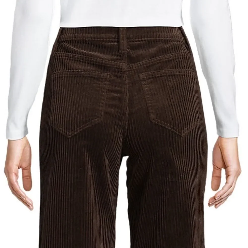 Land's End Corduroy Wide Wale High Rise Stretch Jeans Rich Coffee Wide Leg 8 - Picture 7 of 10